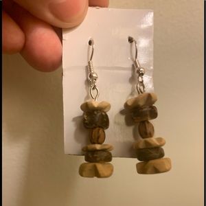 Handmade Wood Like Beaded Earrings